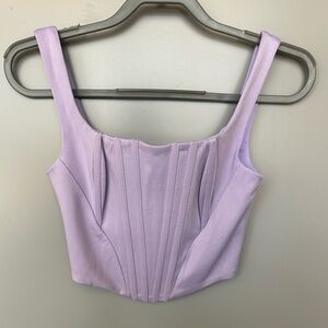 Lavender Corset Crop Top with Zipper